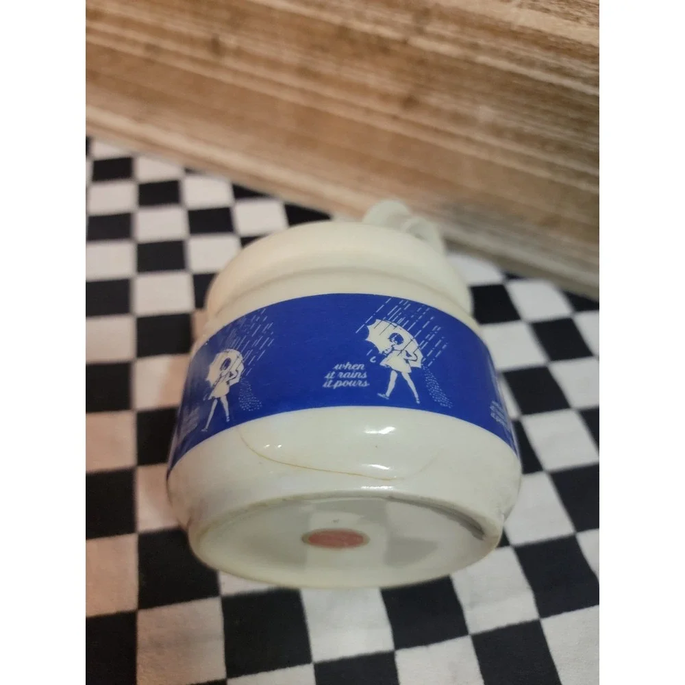 Vintage Morton Salt Girl Ceramic Lidded Jar Made in Japan Cracked Chipped